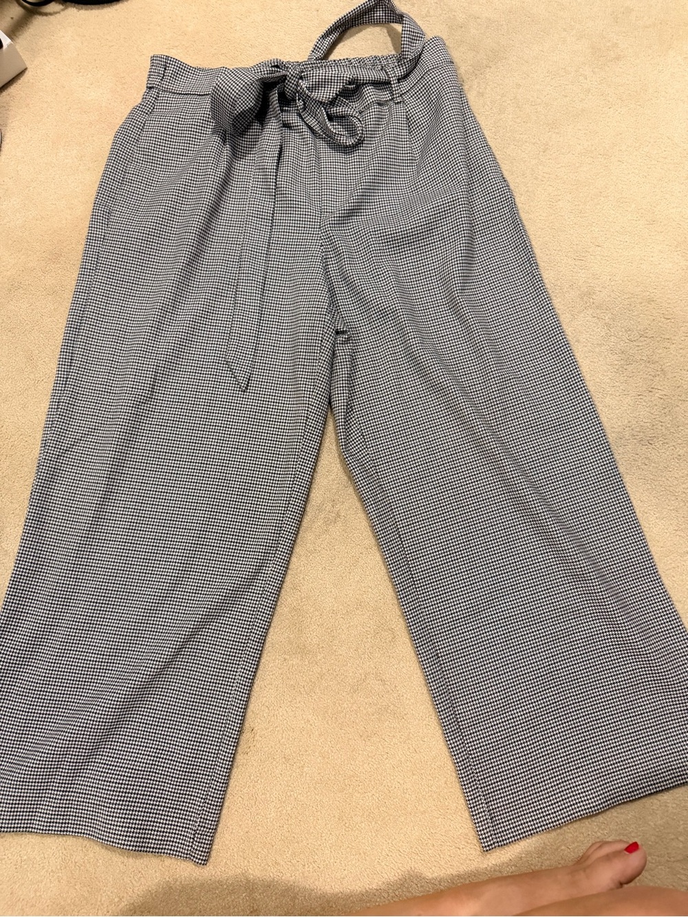 Zara Black & White Wide Leg Paperbag Pants